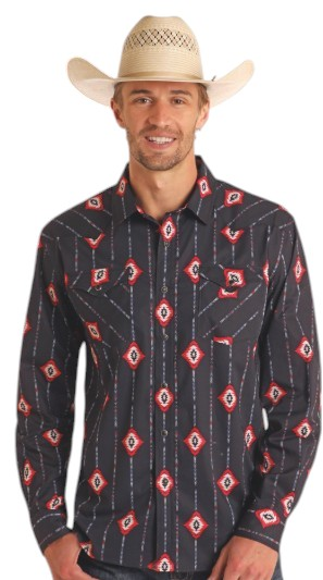 Chemise Snap à Manches Longues – Aztec Serape